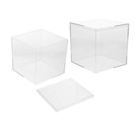 VALICLUD Lot de 2 Boîtes de Rangement Carrées Transparentes en Plastique 12 X 12 X 12 CM avec Couvercle Contenant à Bonbons pour Mariage Boîte à Dragées Cubique pour Présentation et