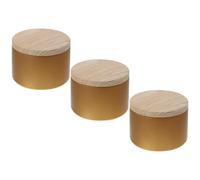 VALICLUD Lot de 3 Contenants à Bougie en Fer Réutilisables Couvercle en Bois Effet Bois, Design Compact et Portable pour Projets de Fabrication de Bougies Maison