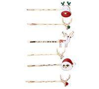 VALICLUD Lot de 3 set de Pinces à Cheveux de Noël en Alliage Motifs Cerf Bonhomme de Neige et Père Noël 6 Pièces Festives pour Femmes et Filles Accessoires Coiffure de Fête Hiver Hiver