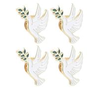 VALICLUD Lot de 4 Set de Broches Paix en Métal Émaillé, Petite Broche Animal Décorative Blanche Branche D'olivier, Accessoire Polyvalent pour Vêtements, Paquet et Trousses, Bijou Féminin