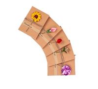 VALICLUD Lot de 5 Cartes de Vœux Vintage en Papier Kraft Fleurs Décoratives Séchées, pour Anniversaire, Mariage et Occasions Spéciales Couleur Aléatoire
