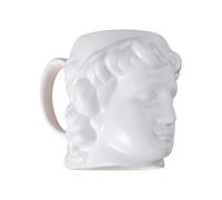 VALICLUD Mug en Céramique Blanc 600ml Sculpture Romaine 3d, Tasse à Café Décorative Artistique Anse Pratique et Bord Lisse pour Maison et Restaurant