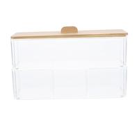 VALICLUD Organisateur en Multiples avec Compartiments en Bambou ou Couvercle Cotons-tiges et Disques Démaquillants Acrylique Résistant à l'abrasion, Compact pour Salle de Bain Hôtel
