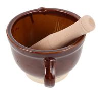 VALICLUD Pilon à Ail en Céramique Presse-purée Léger, Broyeur et Pilon Cuisine, Ustensile Bois la Cuisine pour Pharmacies et Usage Ménager
