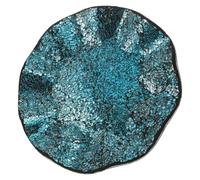 VALICLUD Plateau en Verre Bleu Miroir Rond Mosaïque 11, 6 Pouces | Bord Ondulé, Finition Craquelée, Usage Display et Service, pour Entrée et Bureau