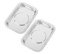 VALICLUD Plateau Magnétique en Acier Inoxydable 2pcs pour Petites Pièces Métalliques, Organiseur Magnétique Anti-perte pour Réparation et Assemblage Atelier