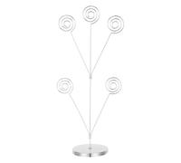 VALICLUD Présentoir à Pinces pour Mémos, Porte-Cartes de Placement pour Mariage, Arbre Décoratif à 5 Pinces, Base Ronde en Fer, Argenté, Résistant aux Taches, pour Cartes, Reçus et Notes,