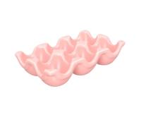 VALICLUD Support à Œufs En Céramique 6 Compartiments, Porte-œufs Pour Réfrigérateur, Rangement Vertical Pour Œufs De Poule, Couleur Rose, Plateau De Stockage Pratique Cuisine Et Conservation Fraîcheur
