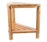 VALICLUD Tabouret de Bain Stable et Confortable à 2 Niveaux Beige en Bambou avec Étagère de Rangement pour Salle de Bain et Entrée Élégante