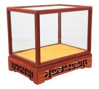VALICLUD Vitrine en Verre Socle en Bois Sculpté pour Exposition D'objets de Collection, Résistance à l'usure, Style Chinois, pour Bureau ou Cabinet