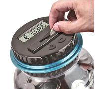 VALINK Bocal à monnaie avec écran LCD, 1,8 l, comptage automatique électronique, transparent, cadeau pour enfants et adultes