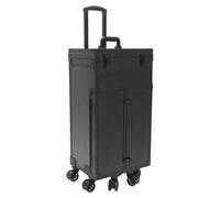 Valise de maquillage à roulettes - Valise cosmétique - 40 × 30 × 80 cm - Aluminium et ABS - Poignée télescopique - Capacité de charge : 30 kg - Grande capacité - Noir