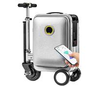 Valise électrique avec poignée télescopique, réglage à 3 vitesses, contrôle par application, port de charge externe, batterie amovible, Argenté., 2Battery