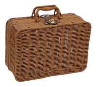 Valise en osier synthétique vintage, Paniers de rangement tissés avec couvercles, 34x24x12cm