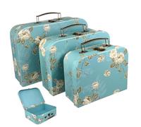 Valises Décoratives en Carton à Fleurs avec Poignée, Lot de 3 | Organisation et Présentation sur Table, Couvercle et Structure Empilable, pour Bijoux et Documents