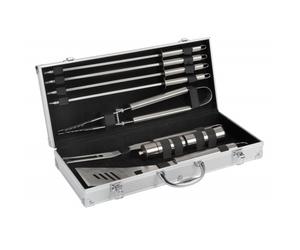 Valisette 9 outils inox : fourchette + pince + spatule + pics + sel & poivre COOK IN GARDEN