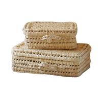 Valisette feuille de palmier - Boite de rangement Palmier - 30 x 20 x 12 cm - Artisanat Marocain - Couleur Naturel