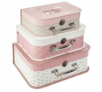 Valisettes - Boîtes - 3 tailles - Enfant - Chambre - Rose/Blanc - Atmosphera
