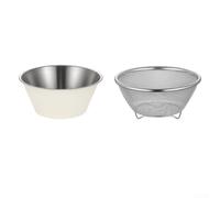 Valixirant Lot de 2 passoires en acier pour le lavage du riz et les fruits et légumes, maille de drainage rapide, passe au lave-vaisselle (14 cm, blanc)