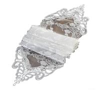 Valixirant Nappe de table en dentelle blanche à motifs de plantes pour la maison ou le mariage - Décoration de Noël brodée - 26 x 70 cm - 310 cm (26 x 250 cm)