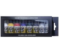 Vallejo 71174 Colorant pour modélisme ferroviaire blanc, jaune, rouge, bleu, vert olive, noir, argent (métallisé), or (métallisé)