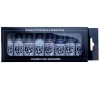 Vallejo 71176 Colorant pour modélisme ferroviaire argent, acier, or, laiton, cuivre, bleu arctique, bronze nickelé, noir 8 pc(s)