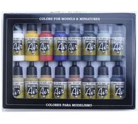 Vallejo 71178 Colorant pour modélisme ferroviaire blanc, jaune, rouge, bleu, gris-bleu, vert olive, turquoise, jaune-olive, marron clair, pierre, ocre, acajou,