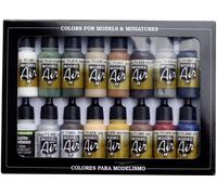 Vallejo 71191 Colorant pour modélisme ferroviaire blanc, gris mat, vert foncé, sable, marron, gris marin clair (mat), noir, aluminium, rouille, chair,