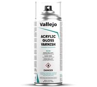 Vallejo Vernis Acrylique Brillant 400 Ml - Protection Durable et Flexible pour Peintures Acryliques et Huiles - Vernis Transparent en Spray
