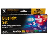 Vallejo Bluelight Lot de 8 bouteilles de peinture acrylique pour Air Brush Couleurs assorties
