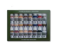 Vallejo Coffret de 16 Pots de Peinture Acrylique - Couleurs Assorties et Couleurs chaires - pour maquettes, Noir