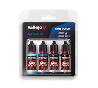 Vallejo Game Color Set de Peinture Acrylique Bleu (Blue). Kit de 4 Couleurs Fini Mat en Bouteilles de 18 ml avec Compte-gouttes pour Figurines Fantaisie et Jeux de Guerre