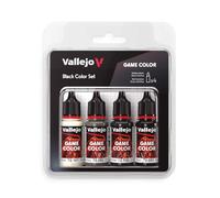 Vallejo Game Color Set de peinture acrylique noire (Black Color Set). Kit de 4 couleurs de finition mate en flacons de 18 ml avec compte-gouttes pour figurines de fantaisie et de Wargames