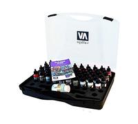 Vallejo - Maletín Game Air 51 Peintures, 8 Imprimations, 3 Vernis, 1 Diluant, 1 Médium, Carte de Couleurs - Kit Complet pour Aérographe et Modélisme