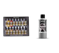 Vallejo Model Air Set de Couleurs de Peinture Acrylique pour air Brush - Couleurs Assorties (Lot de 16) & - Apprêt pour Maquette - 200 ML - Polyuréthane - Coloré Gris