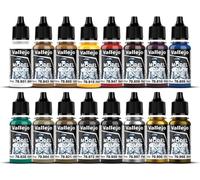 Vallejo Model Color Set de peinture acrylique Couleurs Moyen Âge. Kit de 16 couleurs mates en flacons de 18 ml avec compte-gouttes et nuancier pour modélisme, maquettes et dioramas.