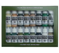 Vallejo Model Color Set de peinture acrylique WWII Alliés. Kit de 16 couleurs mates en flacons de 18 ml avec compte-gouttes pour figurines et véhicules de la Seconde Guerre mondiale.
