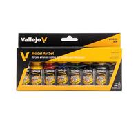Vallejo Model Color Set de Peintures Acryliques Couleurs Basiques. Kit de 8 Couleurs Fini Mat pour Aérographe en Bouteilles de 18 ml avec Compte-gouttes pour Modélisme et Maquettes
