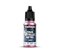 Vallejo Peinture Métallique True Metallic 107-18ML Crimson Magenta, Fini Brillant, Idéal pour Pinceau, Mélangeable pour Dégradés Doux, Présentation avec Compte-gouttes