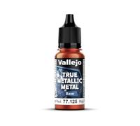 Vallejo Peinture Métallique True Metallic 125-18ml Rouge Forgé, Pouvoir de Couverture Élevé, Fini Lisse et Homogène, Idéal pour Pinceau, Mélangeable pour Nouvelles Teintes