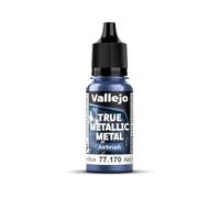 Vallejo Peinture Métallique True Metallic 170-18ml Ultramarine Blue, Formulation pour Aérographe, Finition Homogène et Couleur Intense