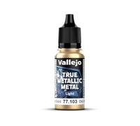 Vallejo Peinture Métallique True Metallic 18ml Or Impérial, Finition Brillante, Mélangeable pour Dégradés, Application au Pinceau, Idéal pour Modélisme et Loisirs Créatifs