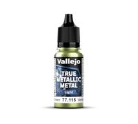 Vallejo Peinture Métallique True Metallic Metal 115 Amber Green, Fini Brillant, Idéal pour Pinceau, 18 ml, Mélangeable pour Dégradés Doux