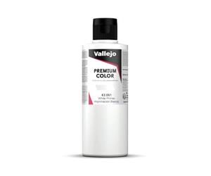 Vallejo Premium Color Apprêt Acrylique Blanc 200 ml. Primer à Haute Résistance aux Chocs et Adhérence, Idéal pour Aérographe, RC et Automobile.