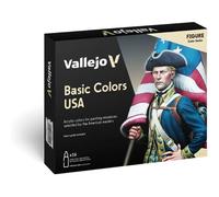 Vallejo Set De Peinture Acrylique Model Color Couleurs Basiques Usa. Kit De 16 Couleurs Finition Mate En Flacons De 18 Ml Avec Compte-Gouttes, Nuancier Pour Maquettes Et Dioramas.-Vallejo