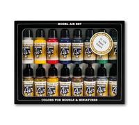 Vallejo Model Color Set de peinture acrylique couleurs de base. Kit de 16 couleurs mates pour aérographe en flacons de 18 ml avec compte-gouttes pour avions de la Première et Seconde Guerre mondiale.