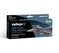 Vallejo Set de Peinture Acrylique USAF Couleurs Grises - Kit de 16 Couleurs Mate pour Aérographe en Flacons de 18 Ml pour Peindre les Avions de la USAF.