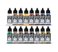 Vallejo Model Color Set de peinture acrylique Couleurs Moyen Âge. Kit de 16 couleurs mates en flacons de 18 ml avec compte-gouttes et nuancier pour modélisme, maquettes et dioramas.