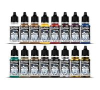Vallejo Model Color Set de peinture acrylique Couleurs Moyen Âge. Kit de 16 couleurs mates en flacons de 18 ml avec compte-gouttes et nuancier pour modélisme, maquettes et dioramas.