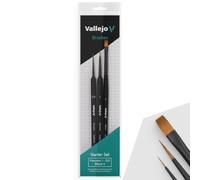 Vallejo Set pinceaux Precision Starter, synthétiques, manche triangulaire, 1 Rond, 3/0 Rond, 4 Plat